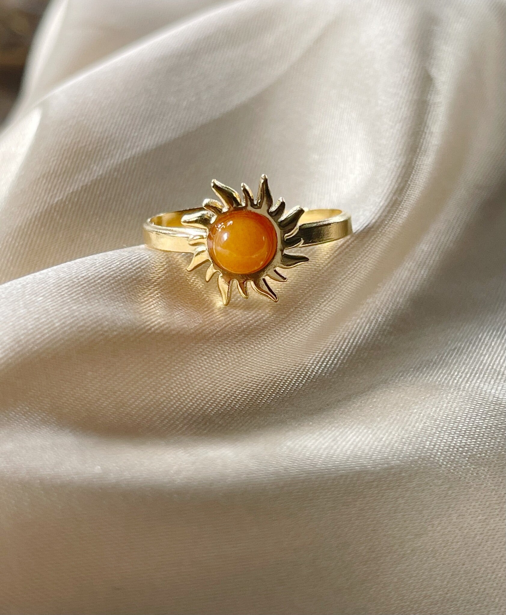 Sunflower - Ring - Stainless Steel - Verstelbaar - Natuursteen