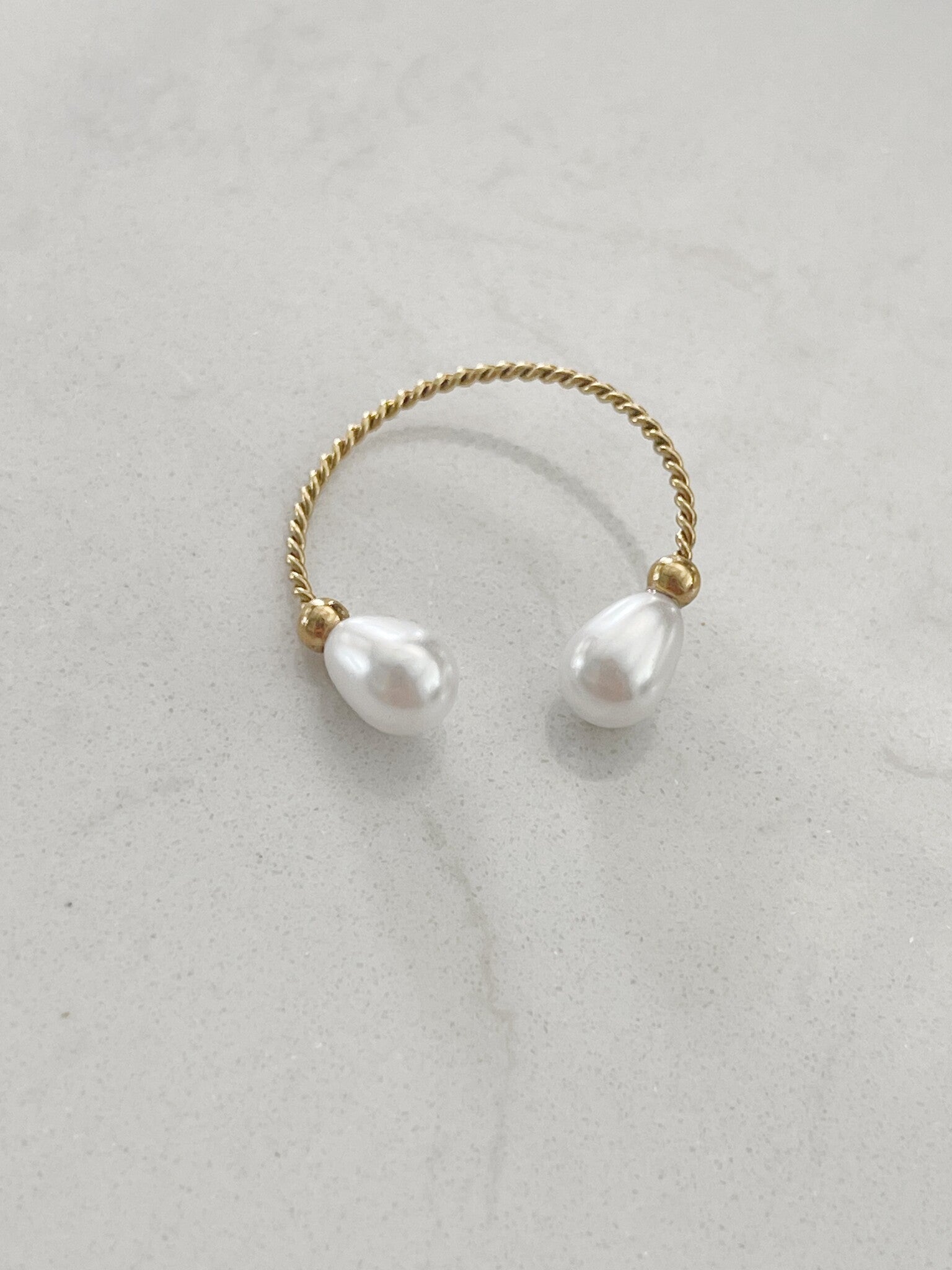 2 Pearls - Ring - Stainless Steel - Verstelbaar