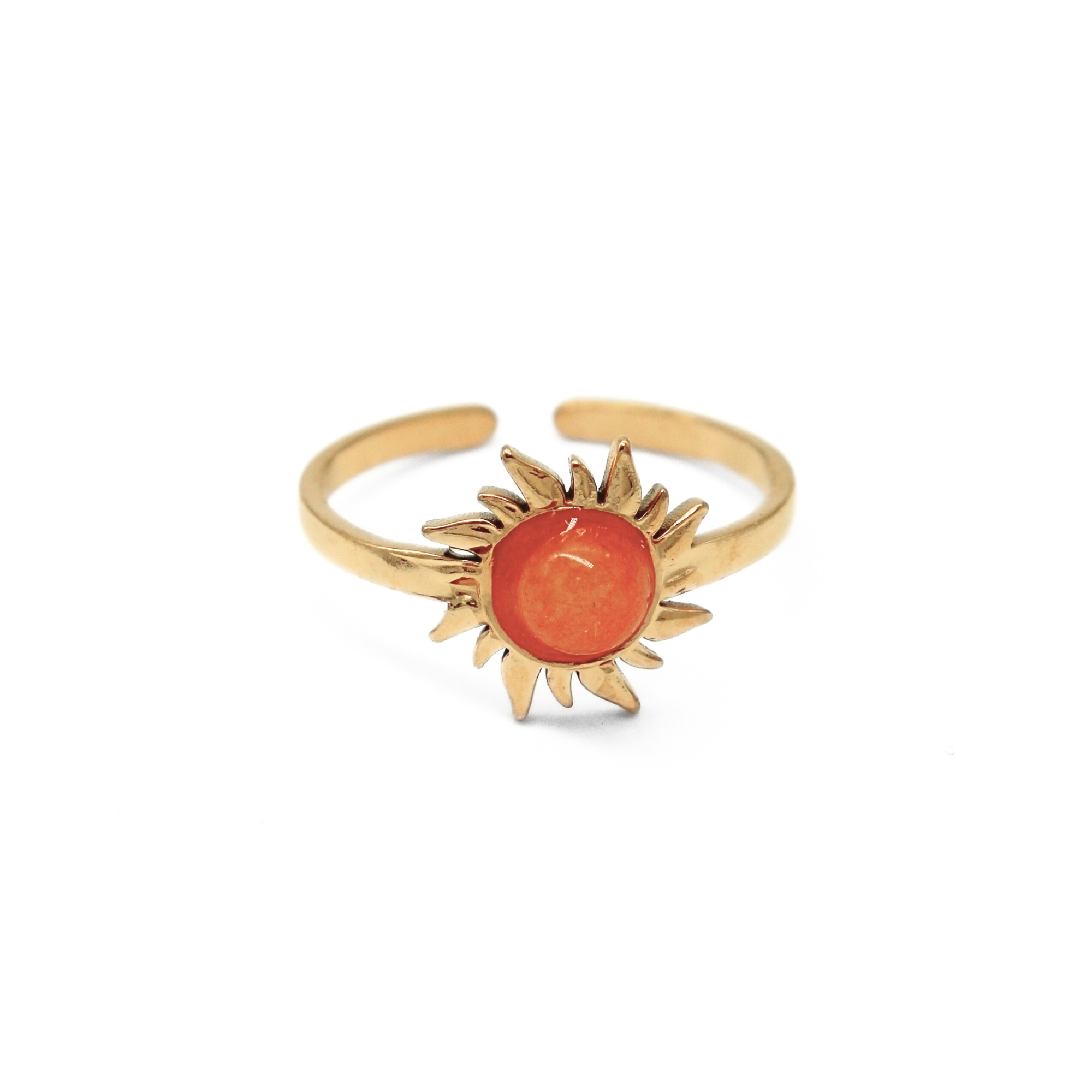 Sunflower - Ring - Stainless Steel - Verstelbaar - Natuursteen