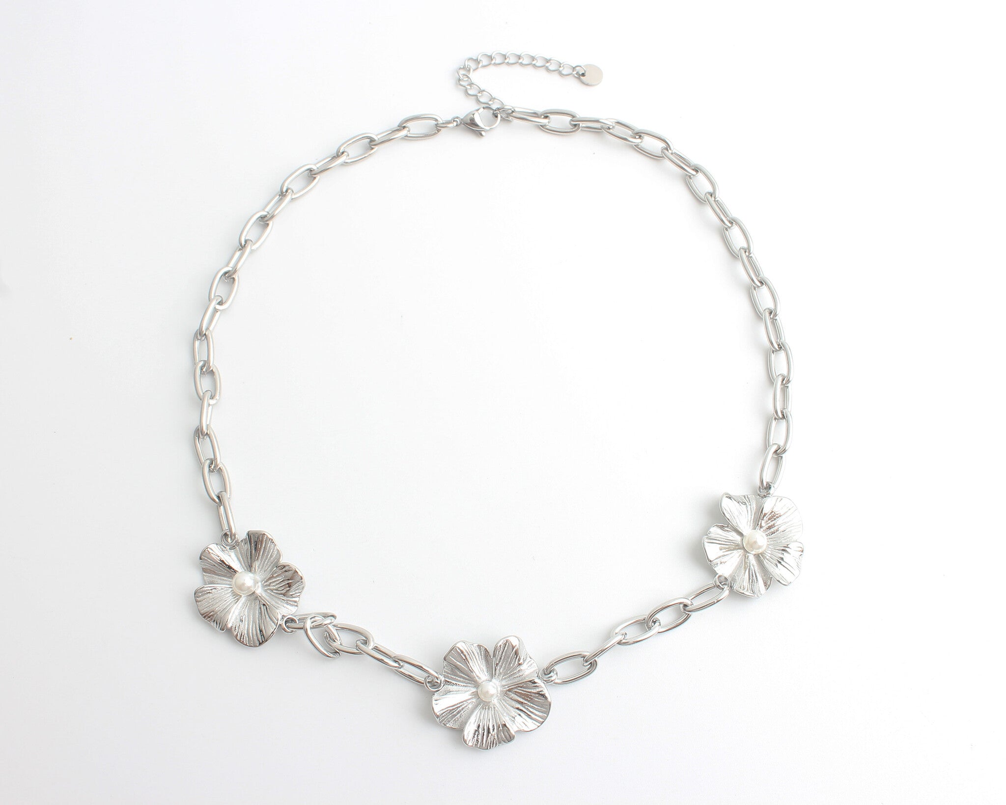 Three Flowers - Ketting - Stainless Steel