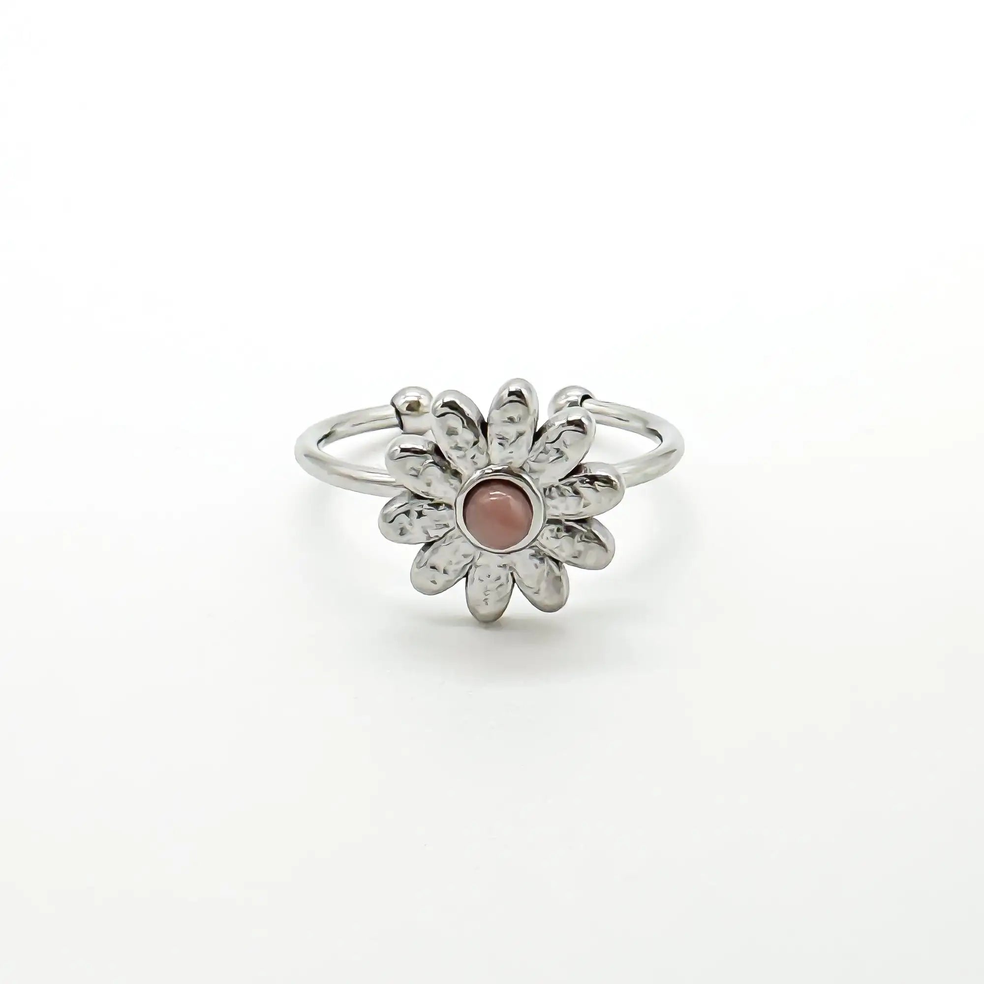 Daisy - Ring - Natuursteen - Stainless Steel - Verstelbaar