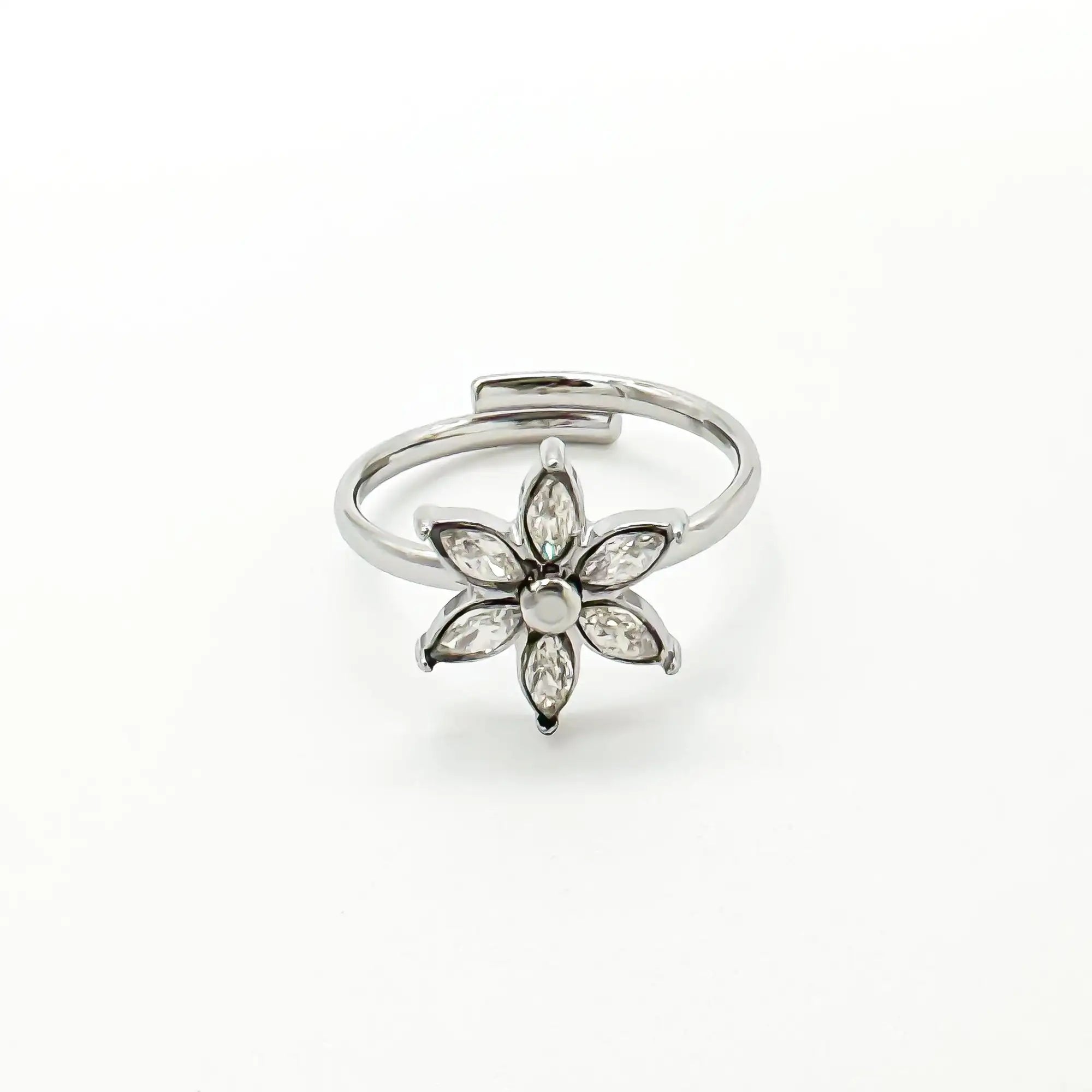 Shiny Flower - Ring - Stainless Steel - Verstelbaar