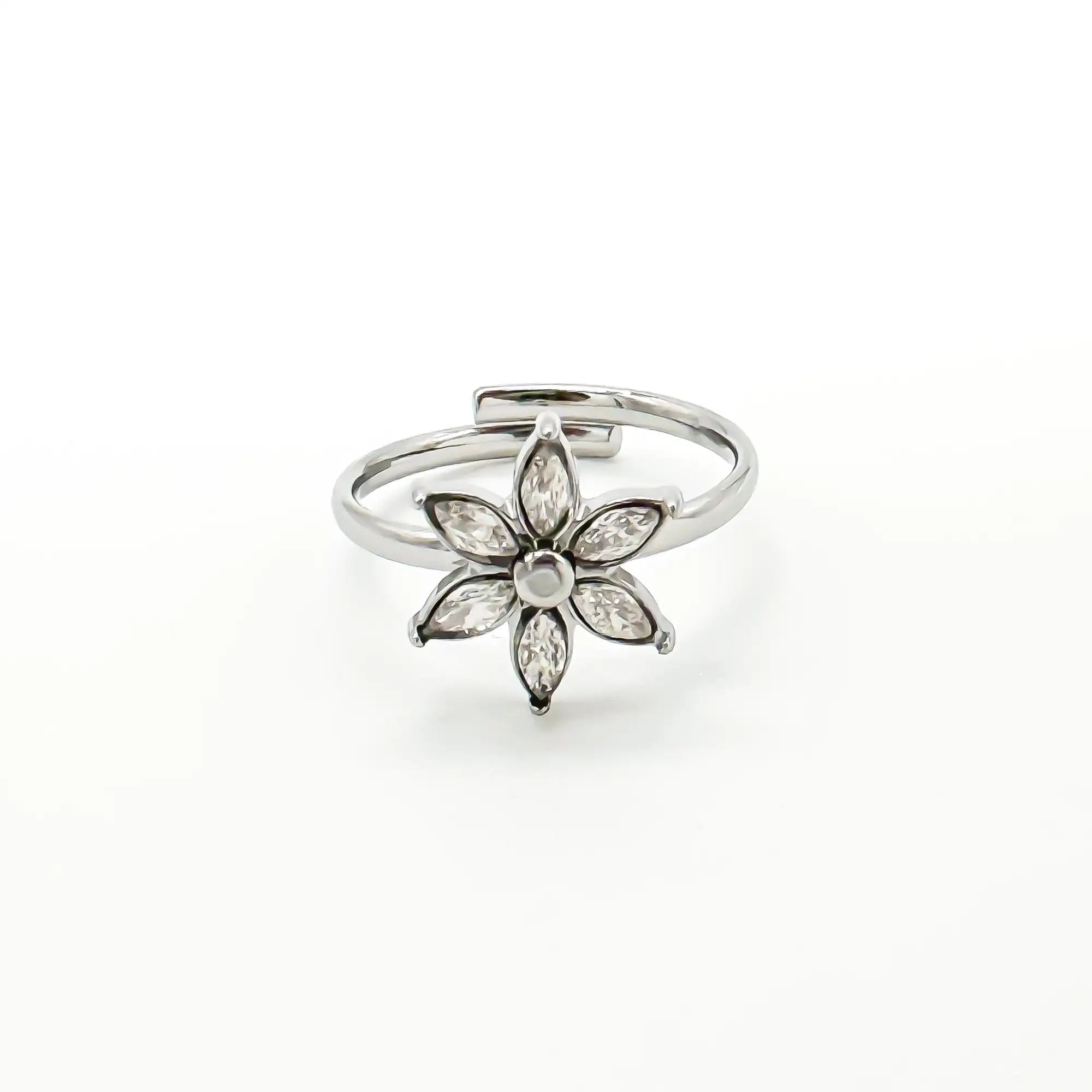 Shiny Flower - Ring - Stainless Steel - Verstelbaar