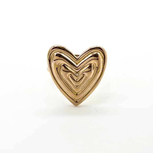 Groovy Heart - Ring - Stainless Steel - Verstelbaar