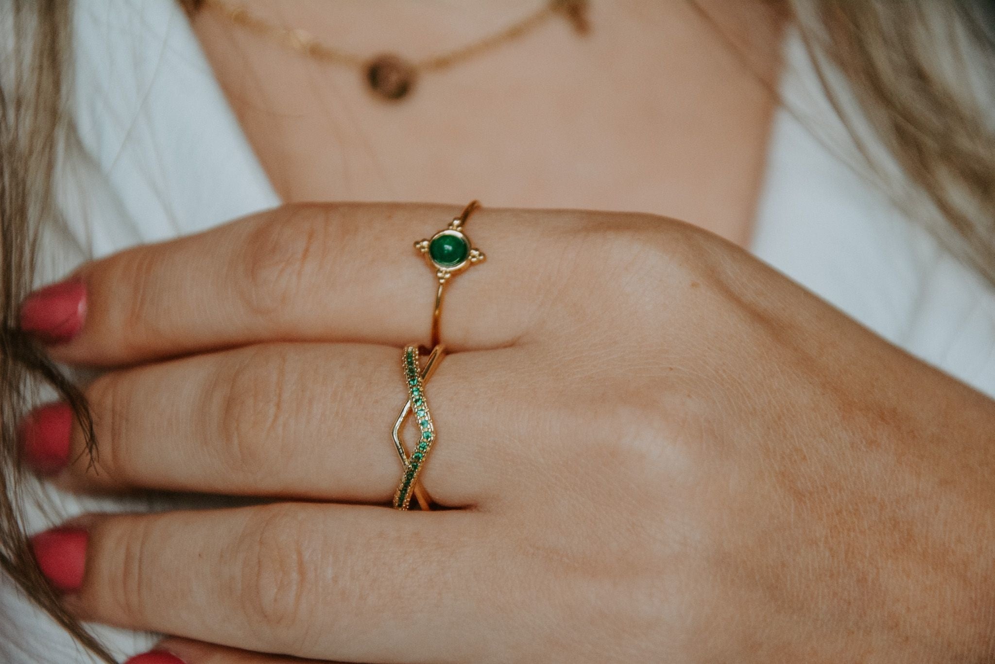 Minimalistic stone - Ring - Stainless Steel - Verstelbaar - Natuursteen