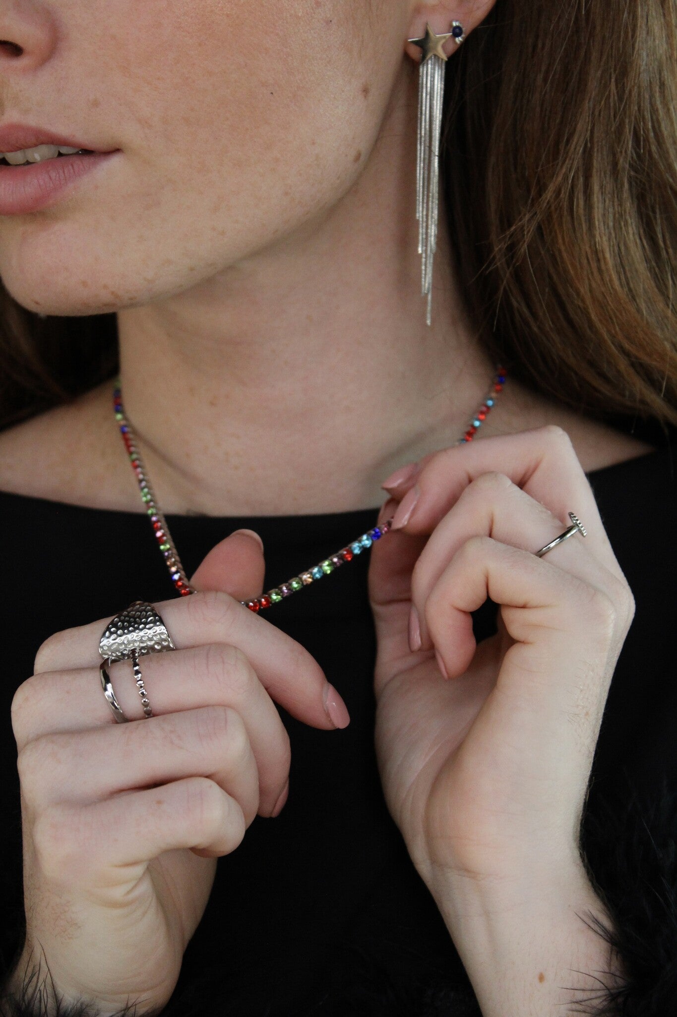 Rainbow glitter - Ketting - Stainless Steel