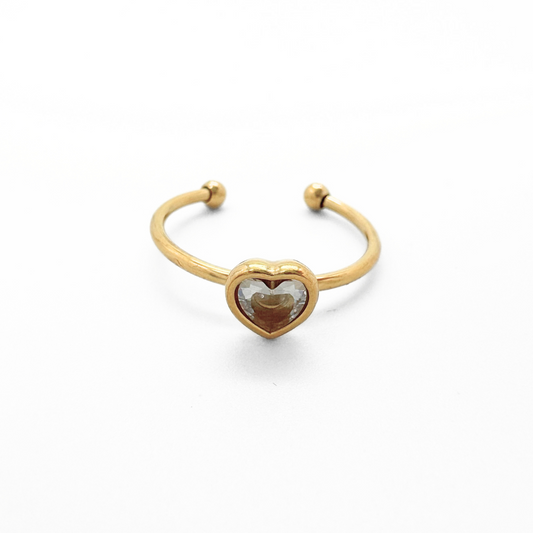 Zirkonia Heart - Ring - Stainless Steel - Verstelbaar